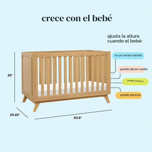 Vista 7 de DaVinci Otto - Cuna convertible 3 en 1 para bebé, certificado GREENGUARD, color miel