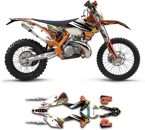 Vista 33 de Kit de calcomanías personalizadas para 125 200 250 300 350 450 500 EXC EXC-F XCW XC-W XCF-W 2014 2015, negro y azul, KTEXCW1416001-KR