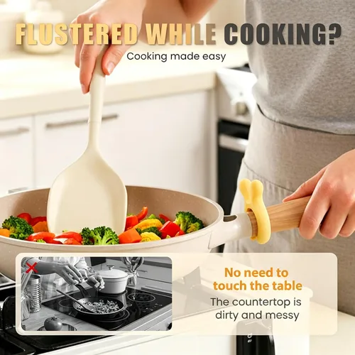 Vista 7 de Estante multifuncional de silicona para espátulas con mango de olla para Verde