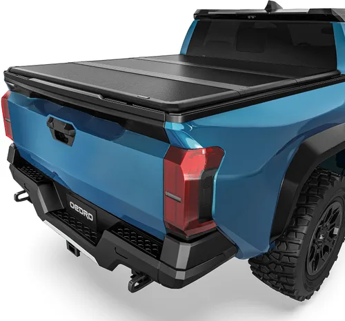 Vista 19 de oEdRo - Cubierta suave de tres pliegues para plataforma de camioneta, compatible con Toyota Tacoma 2005-2015 con plataforma Fleetside de 5 pies