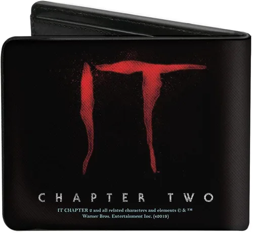 Vista 2 de Billetera Bifold PU It Chapter Dos Pennywise Face Logo Negro Rojo Azul