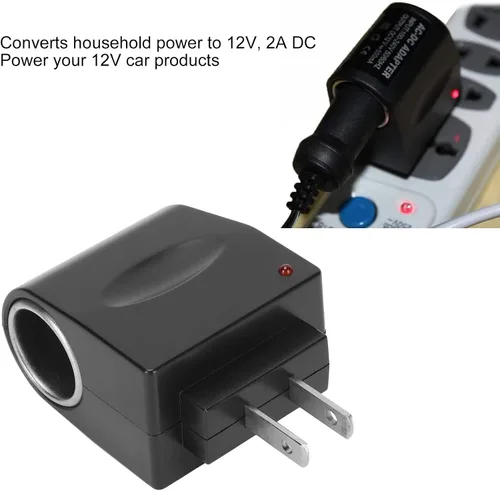 Vista 2 de Convertidor de 12 V 2 A, CA 110 V 240 V a CC 12 V Adaptador de corriente para encendedor de cigarrillos de automóvil, convertidor de fuente