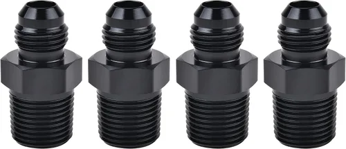 Vista 19 de EVIL ENERGY 3AN macho Flare a 1/4 "NPT adaptador de montaje de tubería de aluminio recto negro 4PCS