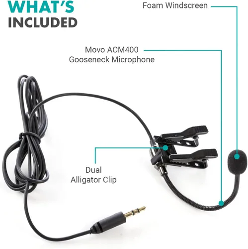 Vista 7 de Movo ACM400 Micrófono omnidireccional de cuello de ganso flexible para Motovlogging, micrófono de casco para cámara de acción Moto Vlog - Micrófono