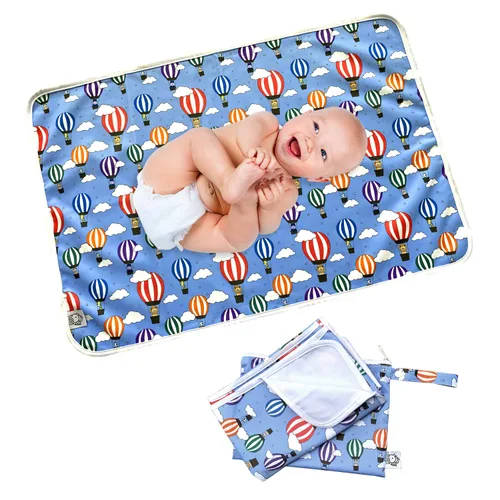 Vista 7 de Flockthree Cambiador impermeable para bebé con bolsa de almacenamiento (28.7 x 19.7 pulgadas), lavable, lavable, reutilizable, a prueba de fugas