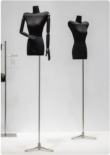 Vista 3 de Adjustable Black Female Mannequin Dress Form, 65.7-87.4 inch, Detachable Arms & Head, Size S/Small, Perfect for Jewelry Display & Fashion Retail