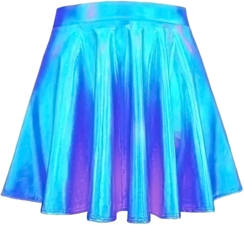 Vista 6 de SFBBCLOZ Conjunto de 2 piezas para mujer con aspecto mojado parte superior corta metálica brillante minifalda para fiesta club festival rave
