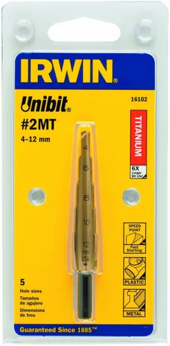 Vista 12 de Broca escalonada UniBit, de Irwin Tools, de 3/16 a 1/2 pulgada