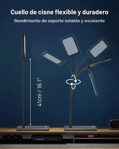 Vista 8 de TROND Lámpara de Escritorio, Lámpara de Mesa Brillante Regulable para el Cuidado de los Ojos, 3 Modos de Color, 7 Niveles de Brillo, Cuello de Cisne