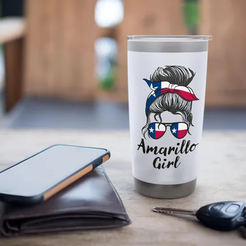Vista 7 de Amarillo Texas - Vaso aislado de acero inoxidable para mujer y niña
