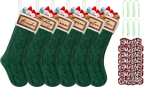 Vista 11 de Paquete de 2 medias de Navidad, medias de Navidad familiares grandes de 18 pulgadas, medias de punto de colores mixtos colgantes (2 mezclas)