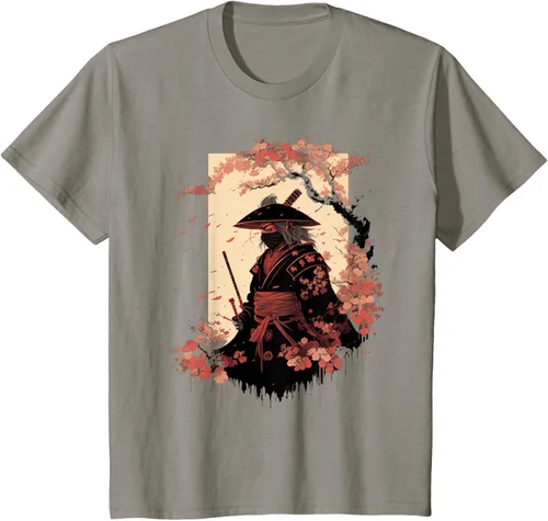 Vista 24 de Camiseta estética vintage samurái de arte japonés samurái retro cereza, Negro
