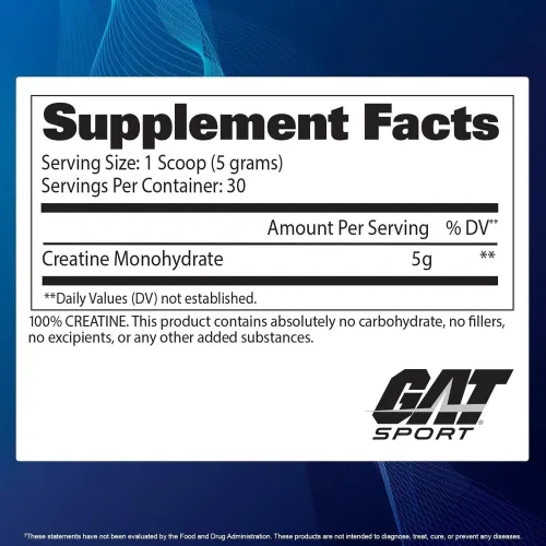 Vista 2 de GAT SPORT Polvo de Creatina Monohidrato, 150 Gramos, Fuerza, Salud Cerebral, Apoyo GLP1 Antioxidante, Resistencia, para Hombres y Mujeres