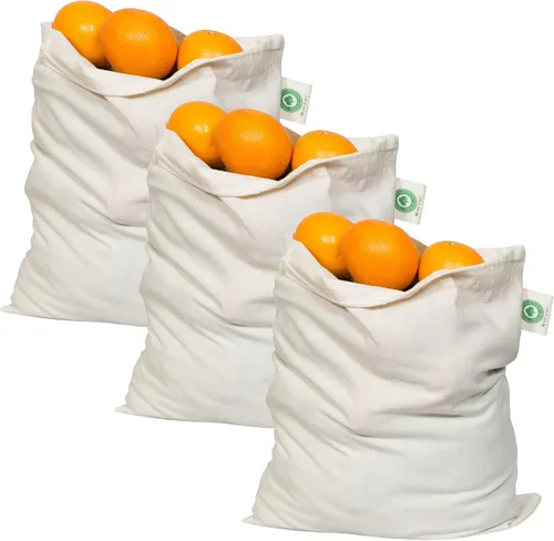 Vista 12 de Bolsas reutilizables de algodón lavables – Bolsas de algodón orgánico para verduras – Bolsa de tela con cordón – Bolsas de tela de muselina