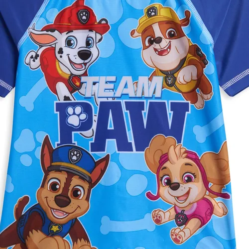 Vista 7 de Paw Patrol Rubble Marshall Chase Pullover Rash Guard and Swim Trunks Outfit Set Toddler to Little Kid