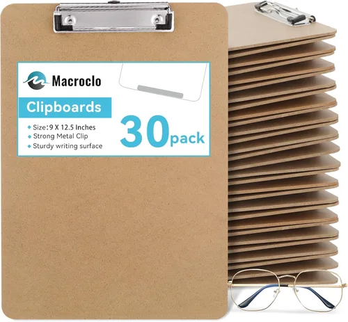 Vista 12 de Portapapeles de Madera, Tamaño Carta, Tablero de Clip de Fibra Dura 8.5x11 para Aula, Estudiantes, Niños, Profesores, Tamaño Estándar A4, 9" x 12.5