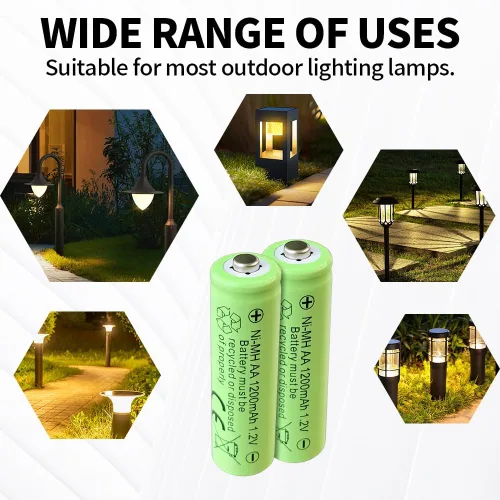 Vista 2 de Baterías recargables AA, baterías Ni-MH de 1200 mAh de 1.2 V de baja autodescarga, batería doble A precargada para luces solares, juguetes