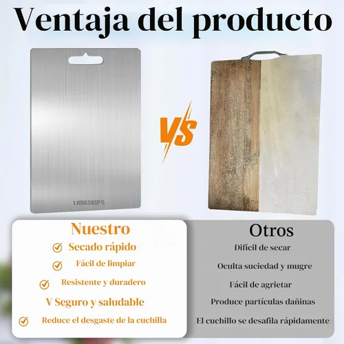 Vista 4 de LANGSKIP'S Katuchef - Tablas de cortar de titanio para cocina, 15.4 x 11 pulgadas, 0.1 in, aptas para lavavajillas, tabla de cortar de titanio