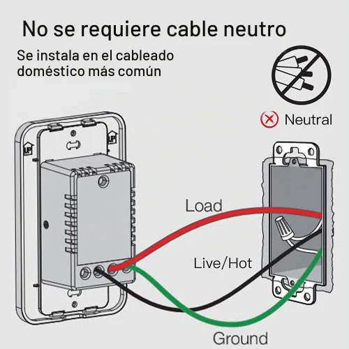 Vista 2 de MOES Interruptor de luz inteligente WiFi, sin cable neutro, sin condensador, no requiere concentrador, botón pulsador de cable vivo único de 2ª