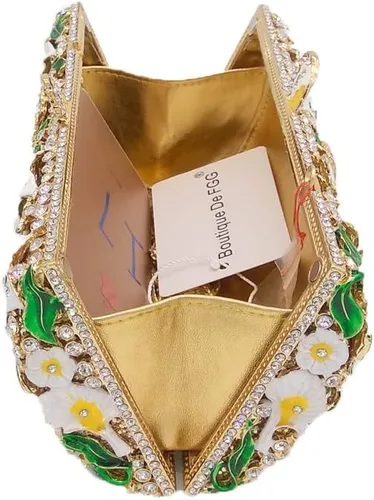 Vista 6 de Boutique De FGG Flores y mariposas mujeres cristal embrague bolso de noche boda fiesta Rhinestone bolsos
