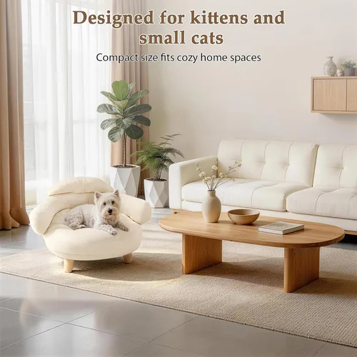 Vista 2 de Kitten - Sofá cama para gatos blancos, sofá para mascotas con patas