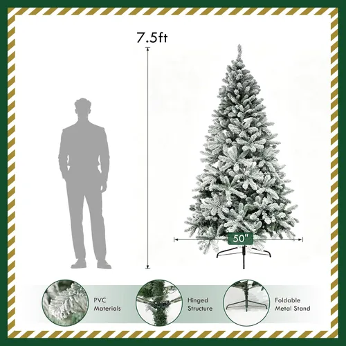 Vista 2 de Árbol de Navidad artificial flocado preiluminado de 7.5 pies