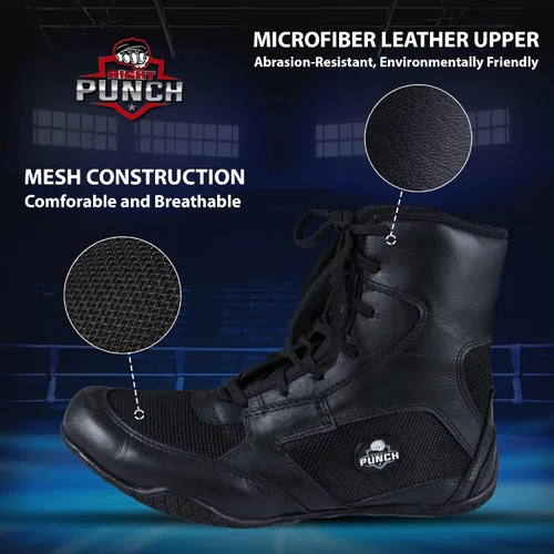 Vista 6 de Rightpunch - Zapatos de boxeo transpirables para hombres, mujeres y jóvenes Zapatos de boxeo antideslizantes y ligeros con suela de goma
