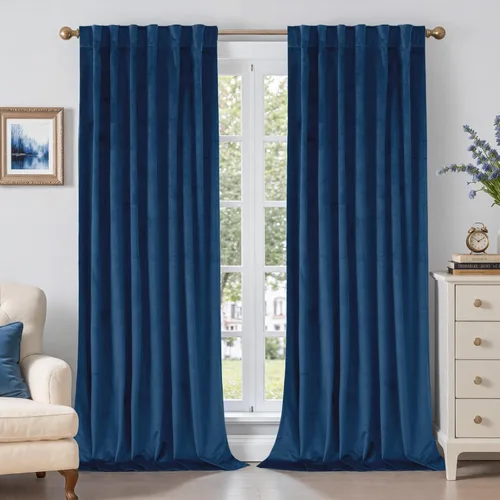 Vista 32 de BGment Cortinas de terciopelo rosa polvoriento, 2 paneles de 84 pulgadas, 2 paneles para sala de estar, aislamiento térmico de lujo, reducen