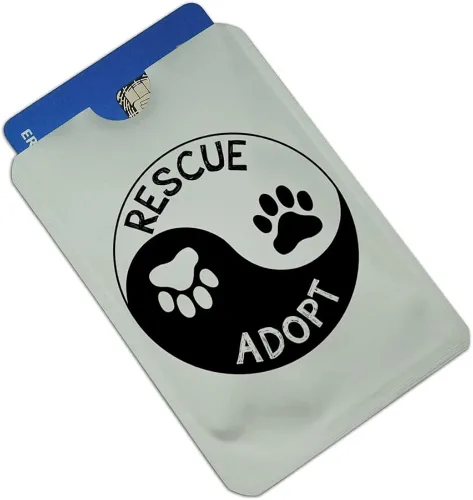 Vista 2 de Rescue Adoptar Yin Yang Paw Prints Perros Gatos Tarjeta de Crédito RFID Blocker Holder Protector Billetera Monedero Fundas Set de 4