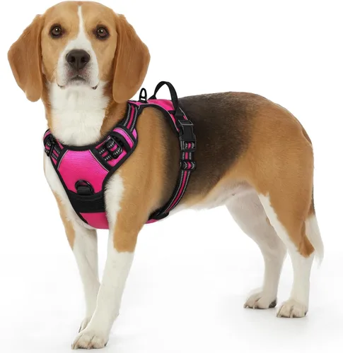 Vista 38 de Eagloo Arnés para perro pequeño, sin tirones, chaleco de servicio con tiras reflectantes y asa de control, ajustable y cómodo para caminar, arnés