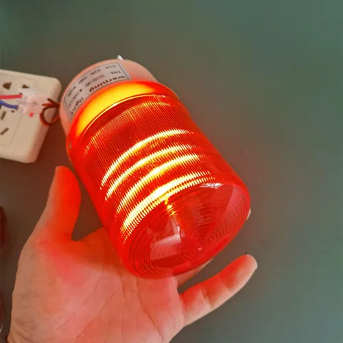 Vista 2 de Luz de advertencia de baliza estroboscópica giratoria – 100 V 110 V-220 V CA de gran voltaje rojo intermitente lámpara de señal de seguridad