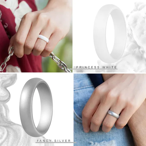 Vista 7 de ThunderFit Anillo de boda de silicona, para mujer, 0.22 pulgadas de ancho, 0.08pulgadas de grosor