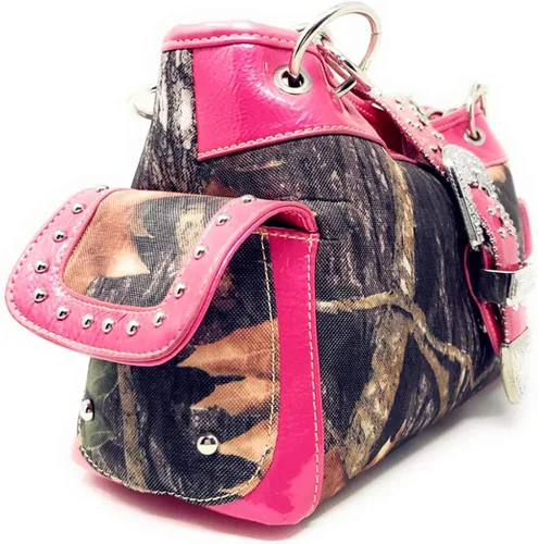 Vista 4 de Cartera de hombro con hebilla de camuflaje para mujer, multicolor