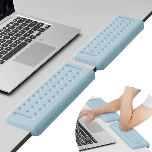 Vista 9 de Leolee Coderas de escritorio en forma de L para escritorio, reposabrazos de espuma viscoelástica negra para escritorio con base antideslizante