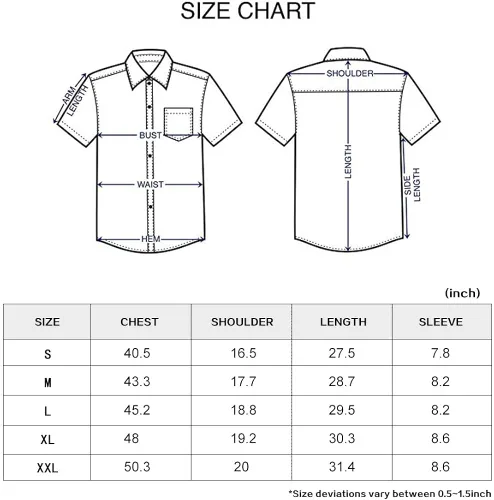 Vista 7 de LOCALMODE Camisa de vestir de algodón de ajuste regular para hombre, de manga corta, con botones