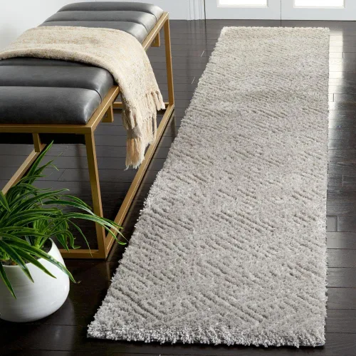 Vista 10 de SAFAVIEH Tahoe Shag Collection - Alfombra de pasillo, 2 x 9 pies, color beige, diseño geométrico, felpa de 1.2 pulgadas de grosor, ideal para zonas