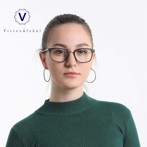 Vista 5 de VisionGlobal Blue Light Blocking Glasses for Women/Men, Anti Eyestrain, Computer Reading, TV Glasses, Stylish Square Frame