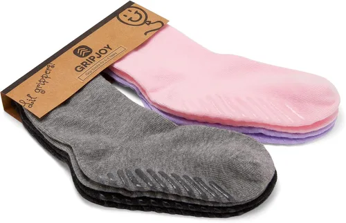 Vista 7 de Gripjoy Toddler Socks with Grippers, Non-Slip for Kids, Enhanced Stability, Comfortable Cotton - 4 Pairs