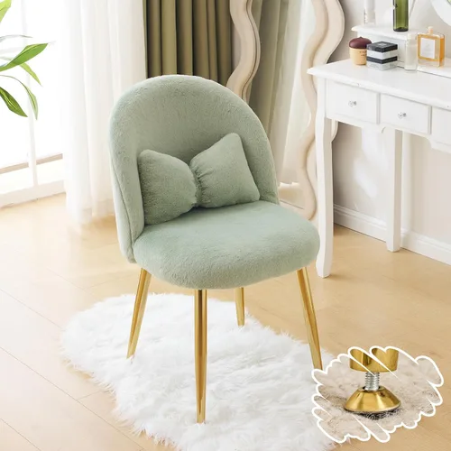 Vista 17 de Vingli Silla de Maquillaje de Pétalos con Respaldo, Silla Linda de Escritorio para Niñas Cómoda Sin Ruedas, Silla Moderna de Comedor, Silla