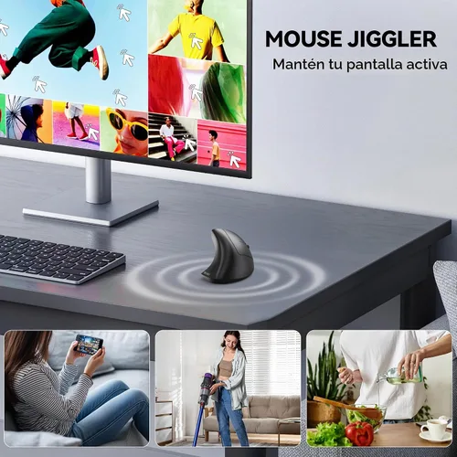 Vista 3 de TECKNET Jiggler Ratón ergonómico, mouse vertical inalámbrico Bluetooth de 4800 DPI con 6 niveles de DPI ajustables, 2.4 GHz (USB A y C), mouse
