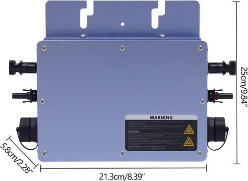 Vista 8 de Inversor solar, inversor de aleación de aluminio de 600 W, inversor de rejilla con pantalla LCD, kit de inversor solar para paneles solares de 30 V