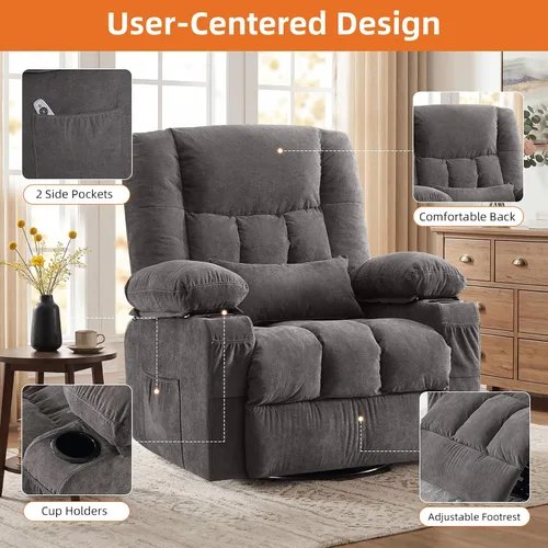 Vista 10 de MAHOMICO Silla reclinable Rocker con masaje y calor