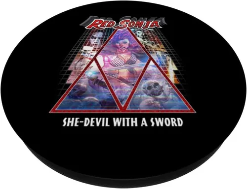 Vista 2 de Red Sonja Poster Synthwave Redhead Epic Cyberpunk Retro 80s PopSockets Adhesive PopGrip