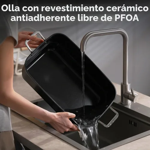 Vista 8 de AUTUCU Olla de cocción lenta de 10 cuartos de galón, revestimiento de cerámica sin PFOA, apto para horno hasta 450 °F Función de mantener el calor