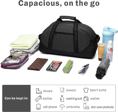 Vista 3 de BuyAgain Bolsa de lona de 18 pulgadas, bolsa deportiva de viaje para gimnasio con asa superior para hombres o mujeres
