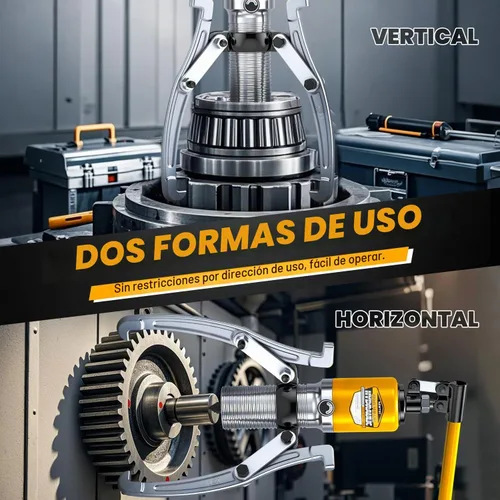 Vista 4 de NEWTRY Kit de extractor hidráulico de engranajes de 5 toneladas, separador de tracción de rodamientos de rueda, extractor de 3 mandíbulas, vertical