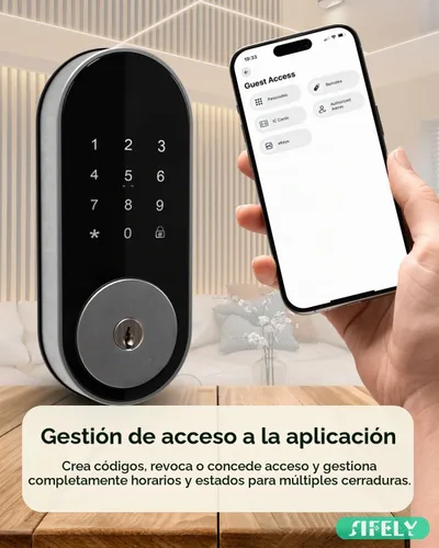 Vista 5 de Cerradura de puerta inteligente WiFi integrada con teclado, entrada sin llave, control de aplicación, bloqueo automático, más de 150 códigos, ideal