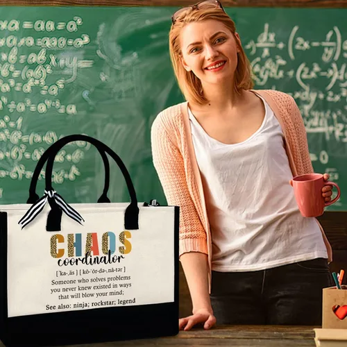 Vista 7 de Regalo para mujeres, mamá, profesora, regalos de cumpleaños para jefa, amiga, compañera de trabajo, bolsa de lona de 13 onzas con cremallera