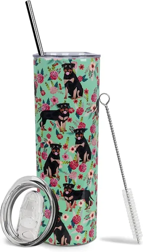 Vista 46 de Dachshund - Vaso de viaje aislado de acero inoxidable de 20 onzas con asa y pajilla, regalo para mujer, para el Día de la Madre, a prueba de fugas