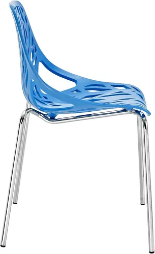 Vista 3 de Modway Stencil - Silla apilable moderna para cocina y comedor en color azul